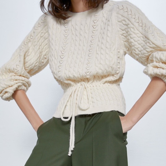 Zara Ivory Cable Knit Sweater - Picture 4 of 9